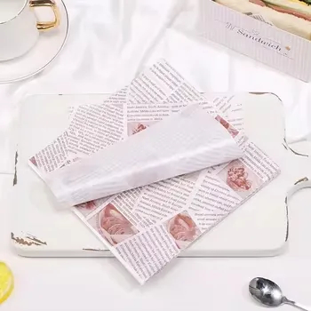 Wholesale Custom Printed Size Food Safe Grade Burger Greaseproof Wrapping Coated Paper with Your Own Logo