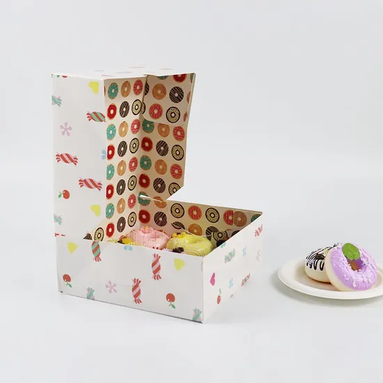 6inch Personalized Custom Mini Donut Cake Food Packaging Simply Folded and Transported Doughnutsnack Box