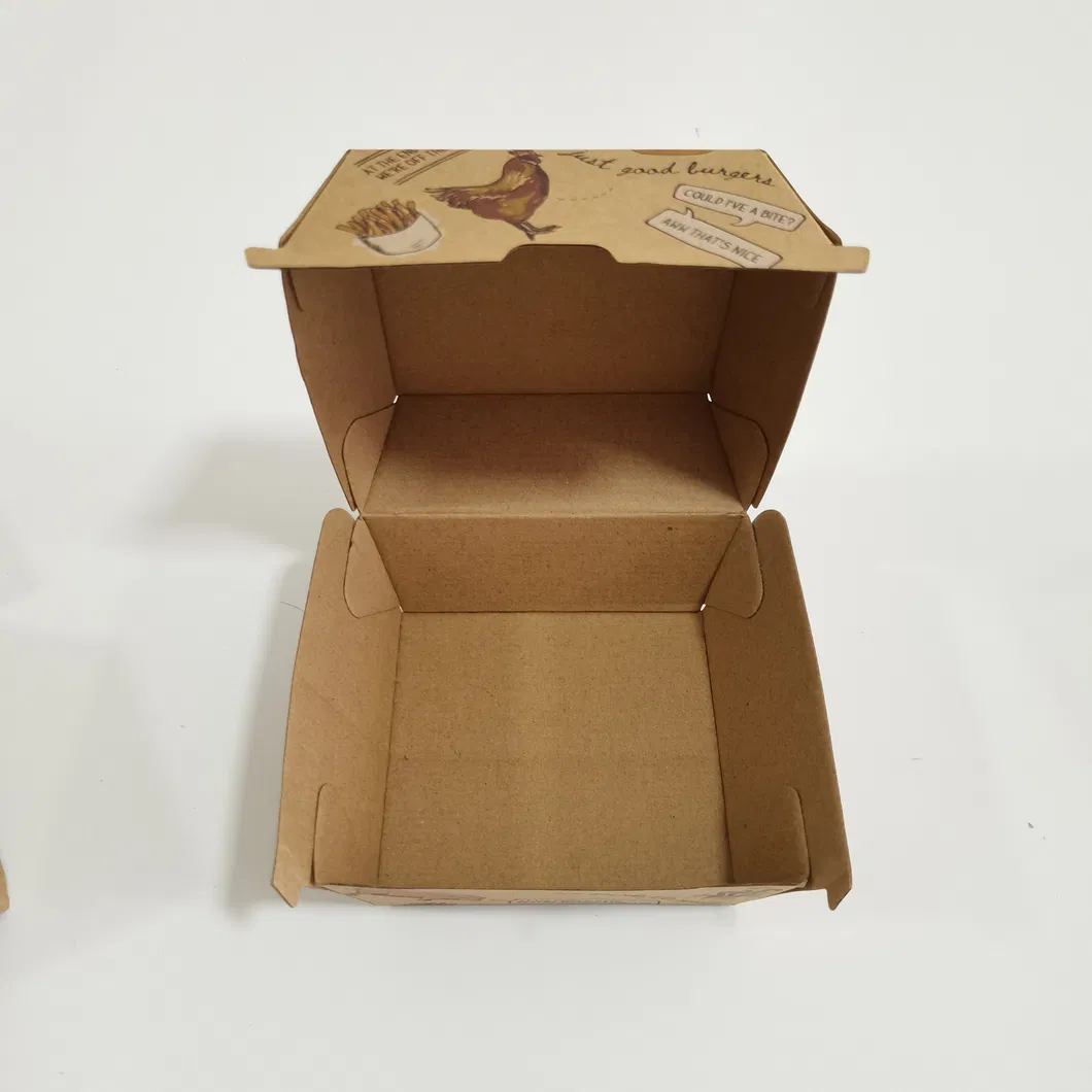 Printed Fast Food Burger Box Eco Friendly Folded Kraft Paper Bakery Box Sandwich Hamburgerpackaging Boxes Food
