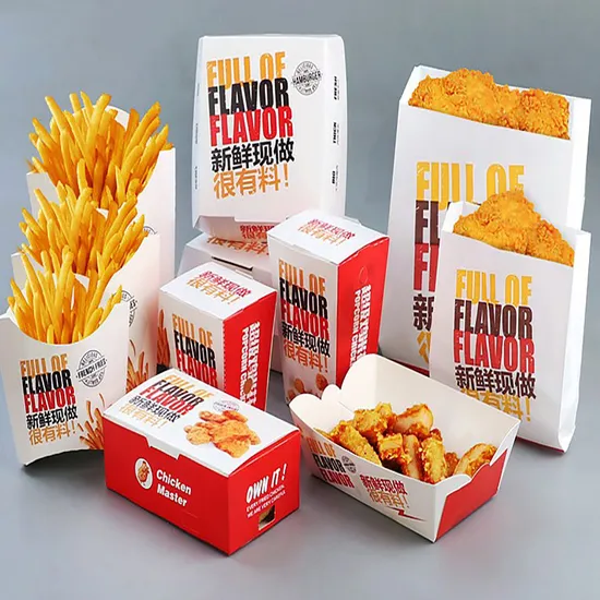 Custom Takeaway Fried Chicken Box Fast Food Packaging Disposable French Fries Burger Paper Pop Corn Box