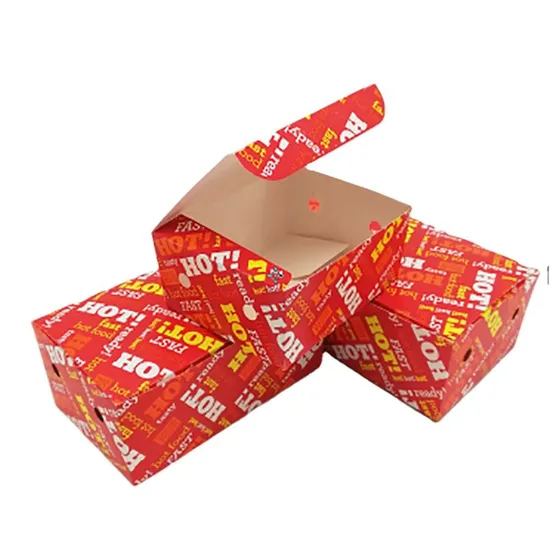 Disposable Universal White Card New Design Custom Hamburger Fried Chicken Wing Paper Boxes Grease Proof Popcorn Box