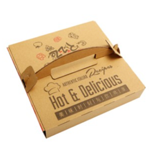 Factory Customized Portable Food Grade Safe Personalized Disposable Wholesale Printing Corrugated Kraft Paper Pizza Box with Handle