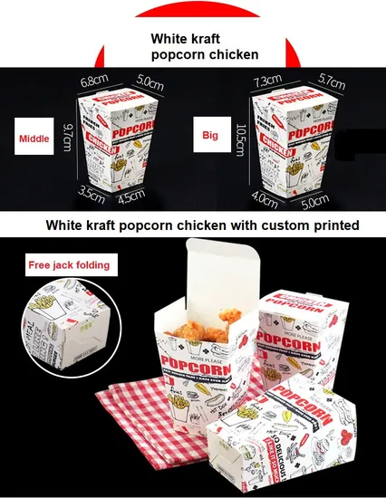 Factory Wholesale Customized Food Grade Takeaway Sushi Fried Chicken Chips Burger Container Disposable Kfc Cardboard Kraft Paper Lunch Food Box