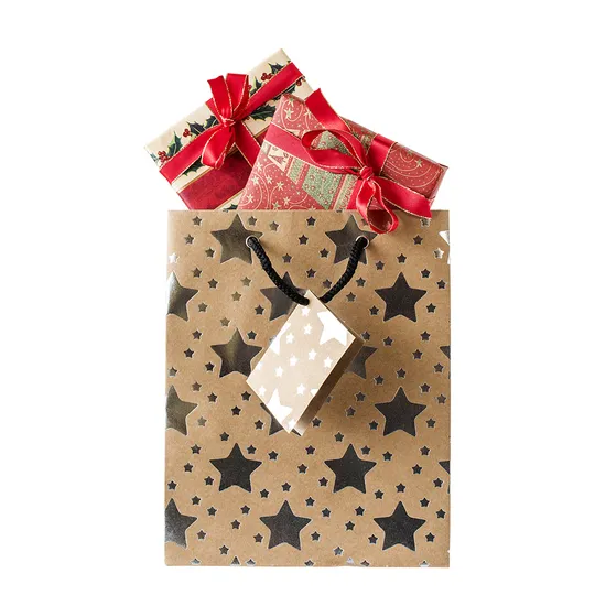 Custom Logo Print Brown White Kraft Shopping Food Packaging Paper Bag with Handle