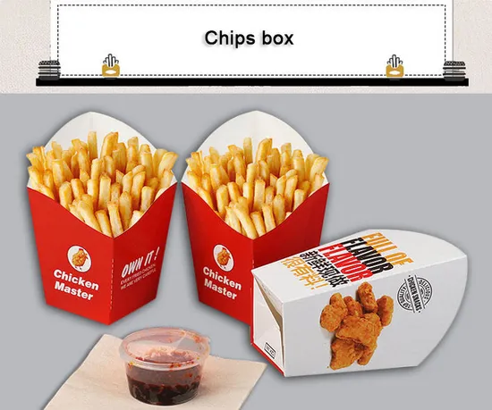 Factory Customized Food Grade Disposable Paper Cone Shape Fried Chips Chicken Wing Nugget Potato Stick Fast Food Meal Egg Waffle Packaging Paper Snack Box