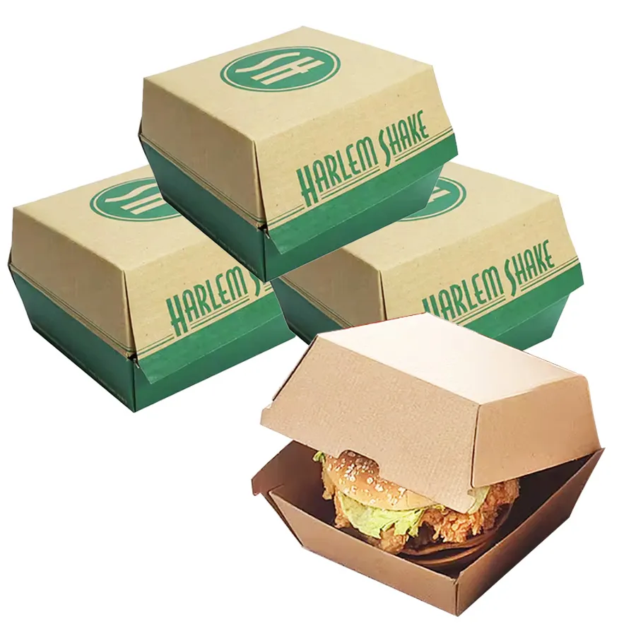Recycled Custom Printed Take Away French Fries Paper Box Fast Food Takeaway Hamburger Packaging Box