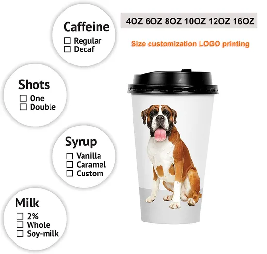 Wholesale Food Grade Eco-Friendly Disposable Custom Juice Plastic Storage Packaging Bubble Milk Tea Juice Plastic Cold Hot Drink Kraft White Card Paper Cup