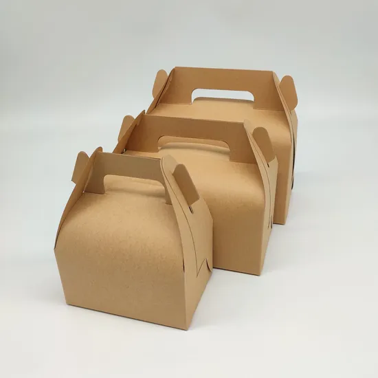 Wholesale Portable Food Grade Custom Logo Eco-Friendly High Quality Bakery Cake Snack Lunch Packing Lunch Pastries Donuts Cardboard Paper Food Boxes with Handle