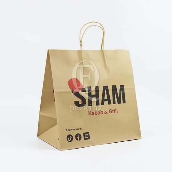 Wholesale Custom Printing Luxury Personalized Degradable Recyclable Shopping Gift Fruit Food Packaging Kraft White Card Paper Bag with Portable Handle