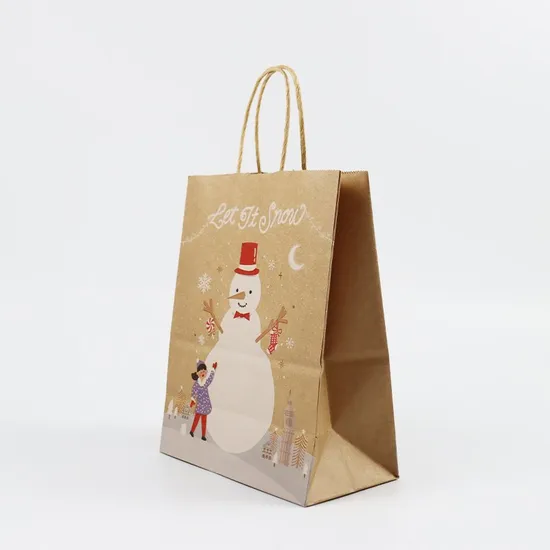 Customized Printing Kraft Paper Gift Shopping Packing Package Bag for Food Garment Promotionalitems Packaging Custom