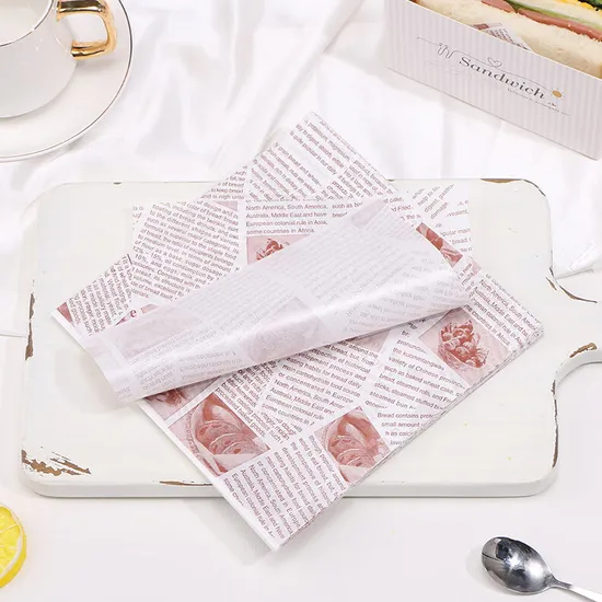 Factory Wholesale Custom Printed Size Food Safe Grade Disposable Burger Greaseproof Wrapping Coated Paper with Your Own Logo