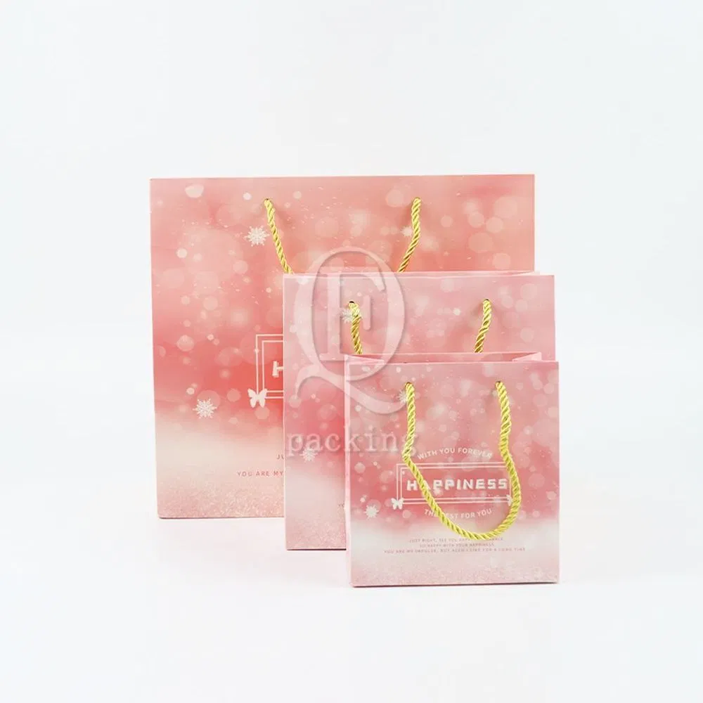 Factory Wholesale Custom Printing Luxury Personalized Degradable Recyclable Shopping Gift Cosmetic Food Packaging Kraft White Card Paper Bag with Handle