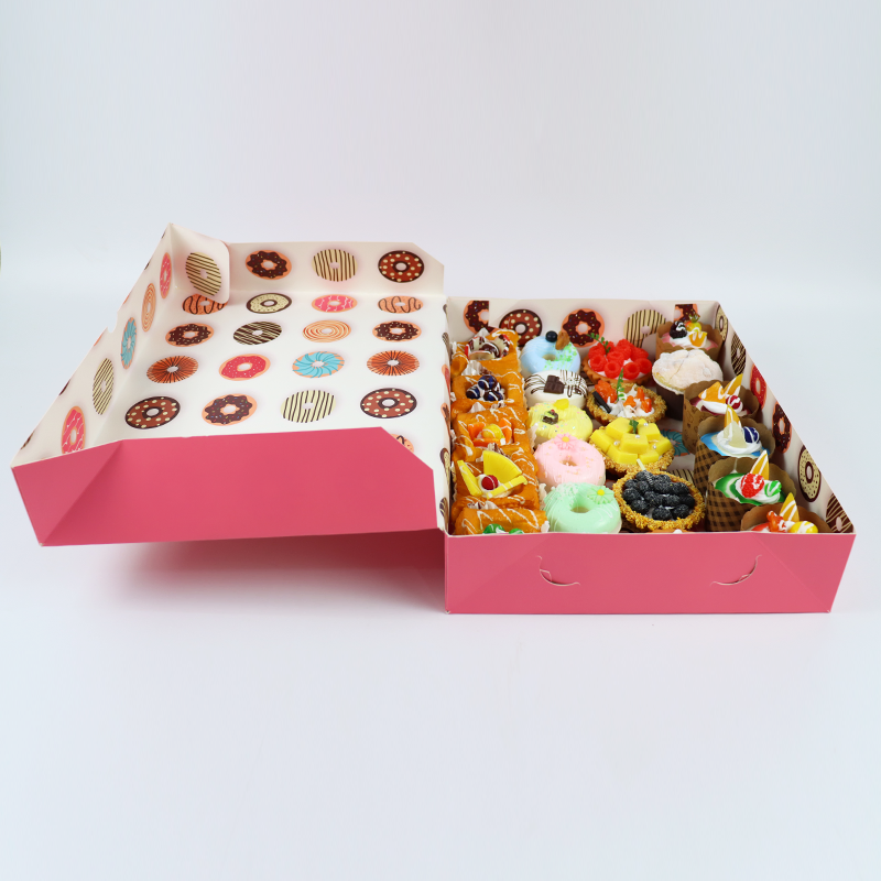 Factory Cheap Customized Printed Logo Size Food Grade Paper Takeaway Doughnut Wholesale Disposable Luxury Bakery Packaging Delivery Macaron Cake Card Box