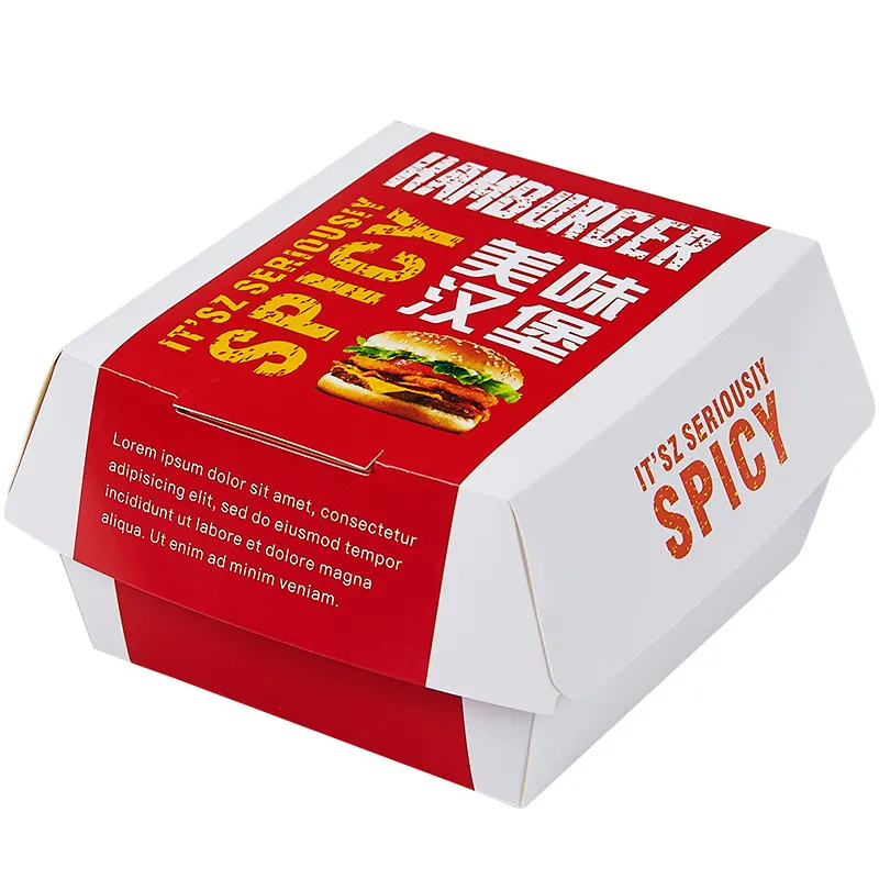 Factory Wholesale Customized Printing Logo Food Grade Disposable Takeaway Meal Packaging Corrugated Kraft Paper Burger Box