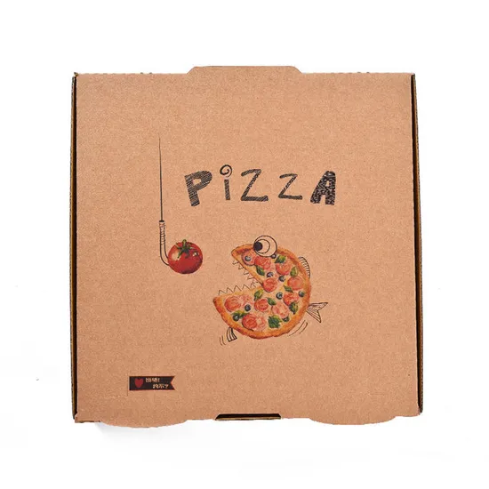 Wholesale Biodegradable Food Grade Disposable Takeaway Fast Food Biodegradable Corrugated Eco-Friendly Customized Printing Logo Kraft Paper Pizza Box