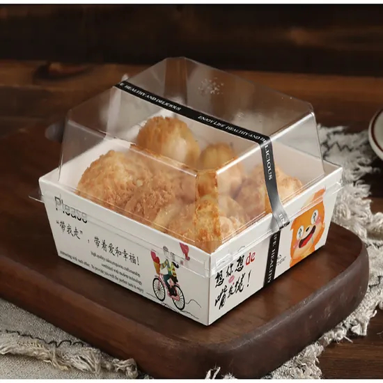 Factory Wholesale Customized Printing Transparent Window Eco-Friendly Food Grade Cardboard Toast Wedge Container Paper Sandwich Sushi Cake Box with Clear Window