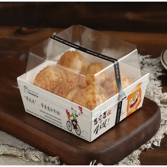 Factory Wholesale Customized Printing Transparent Window Eco-Friendly Food Grade Cardboard Toast Wedge Container Paper Sandwich Sushi Cake Box with Clear Window