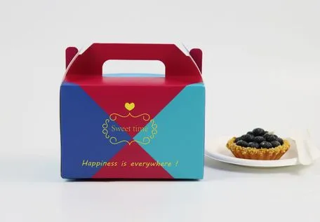 Factory Cheap Custom Transparent Window Printed Logo Size Food Grade Doughnut Wholesale Disposable Bakery Packaging Macaron Cake Cardboard Paper Box with Handle