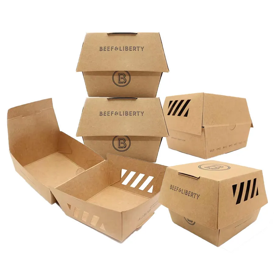 Factory Customized Food Grade Disposable Takeaway French Fries Chips Chicken Potato Popcorn Chicken Snack Food Packaging Corrugated White Card Paper Burger Box