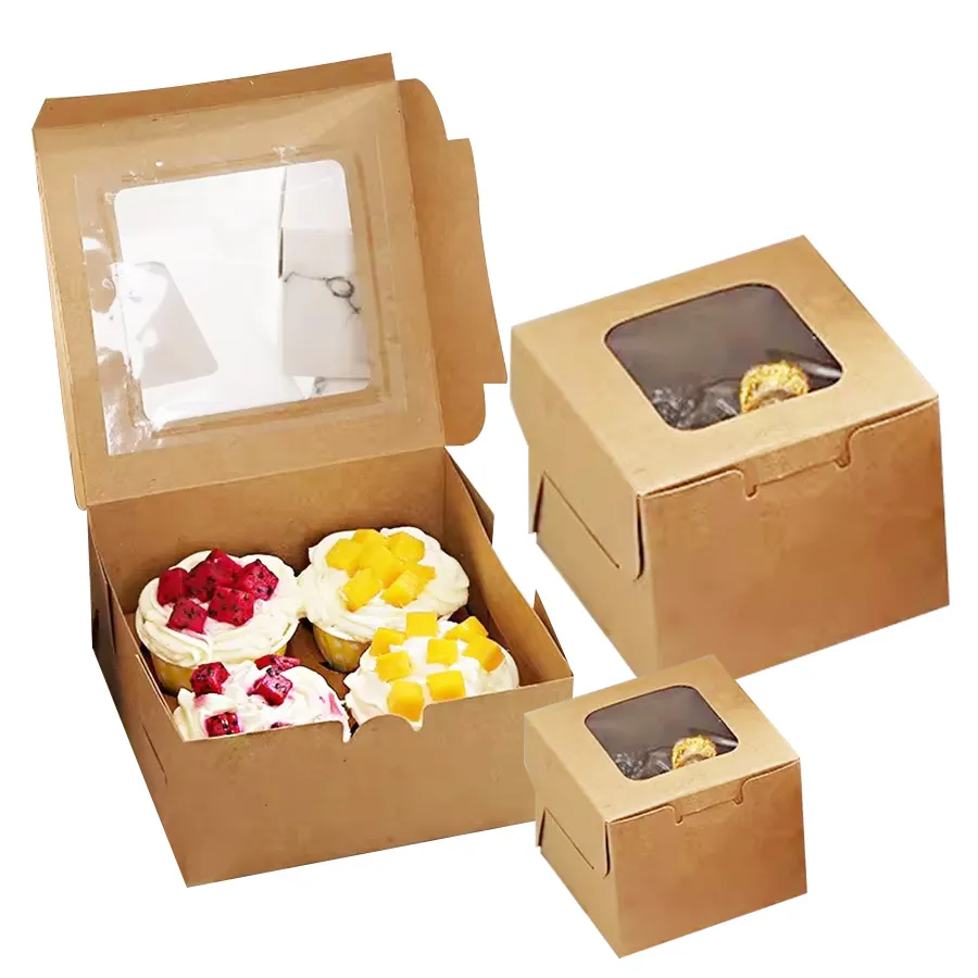 Custom Biodegradable Cake Packaging Paper Box with Handle Cake Box