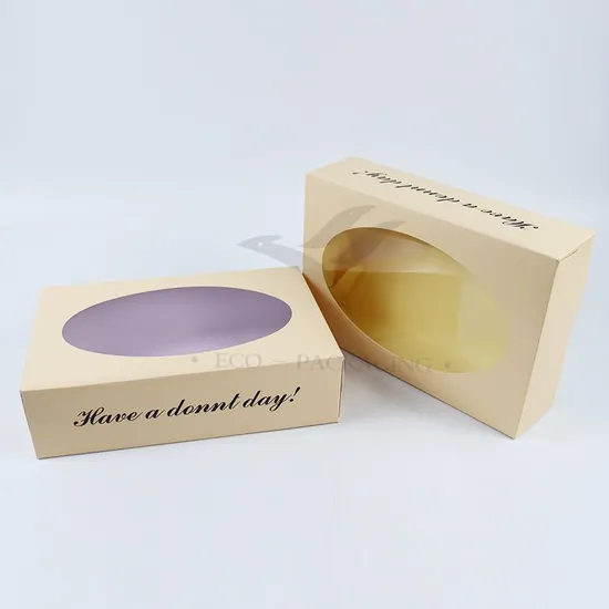 Factory Direct Sale Cheap Personalized Luxury Transparent Window Custom Printing Food Grade Disposable Packaging Macaron Cake Doughnut Sweet Cardboard Box