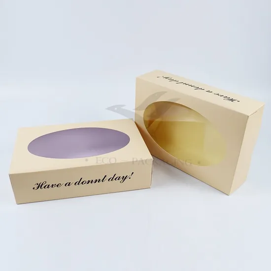 Factory Direct Sale Cheap Personalized Luxury Transparent Window Custom Printing Food Grade Disposable Packaging Macaron Cake Doughnut Sweet Cardboard Box
