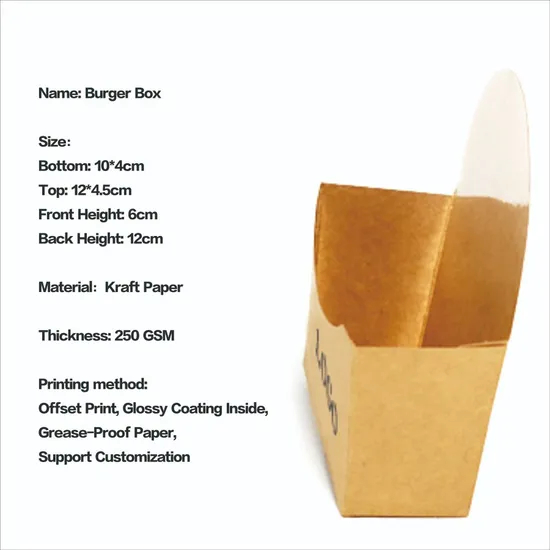5inch Factory Quality Colorful Printing Food Grade Container Hamburger Paper Boxes