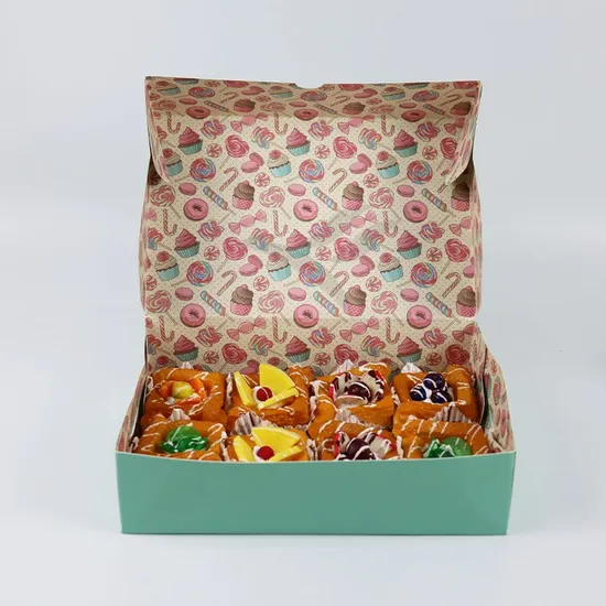 Factory Direct Sale Wholesale Personalized Luxury Customized Printed Logo Size Food Grade Disposable Packaging Macaron Cake Doughnut Sweet Cardboard Box