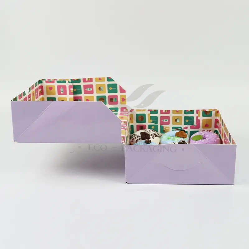 Factory Direct Sale Wholesale Personalized Luxury Customized Printed Logo Size Food Grade Disposable Packaging Macaron Cake Doughnut Sweet Cardboard Box
