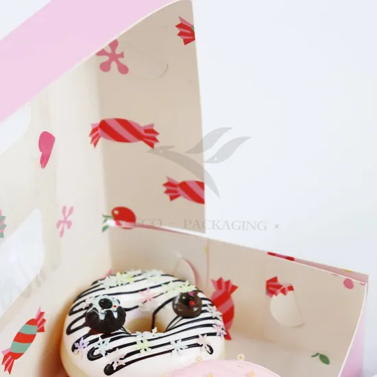 Factory Wholesale Cheap Personalized Luxury Transparent Window Customized Printed Food Grade Disposable Packaging Macaron Cake Doughnut Sweet Cardboard Box