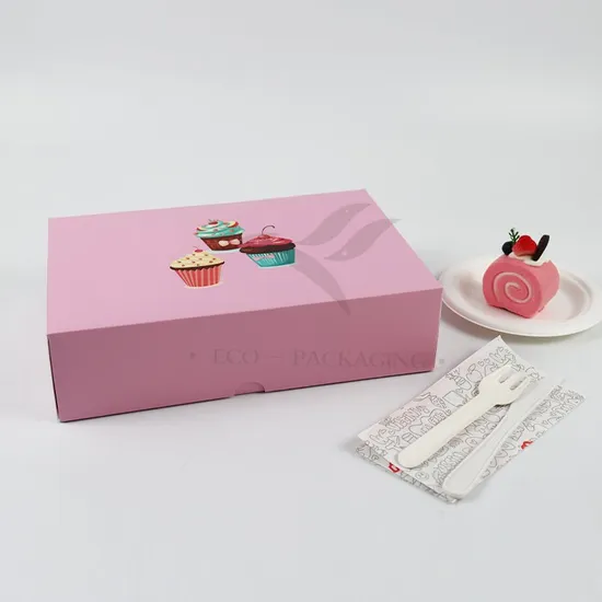 Factory Wholesale Cheap Personalized Luxury Customized Printed Logo Size Food Grade Disposable Packaging Macaron Cake Doughnut Sweet Cardboard Box