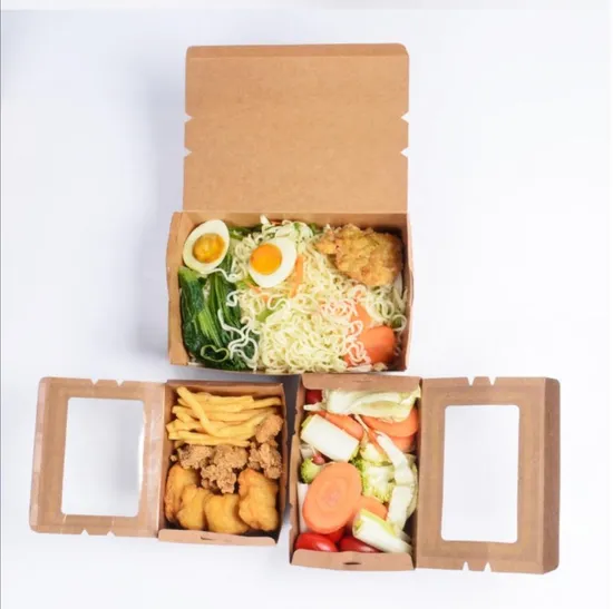 Wholesale Eco Friendly Fried Chicken Sushi Fast Lunch Paper Box Chip Box Packing Box for Food with Window Fast Food Container
