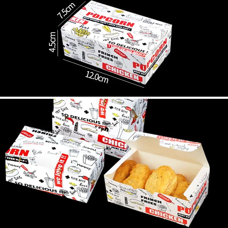 Korean Fried Chicken Box Custom Hamburger Fried Chicken Wing Paper Boxes Kraft Paper Box Take Away Boxes Fast Food Container