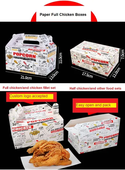 Korean Fried Chicken Box Custom Hamburger Fried Chicken Wing Paper Boxes Kraft Paper Box Take Away Boxes Fast Food Container