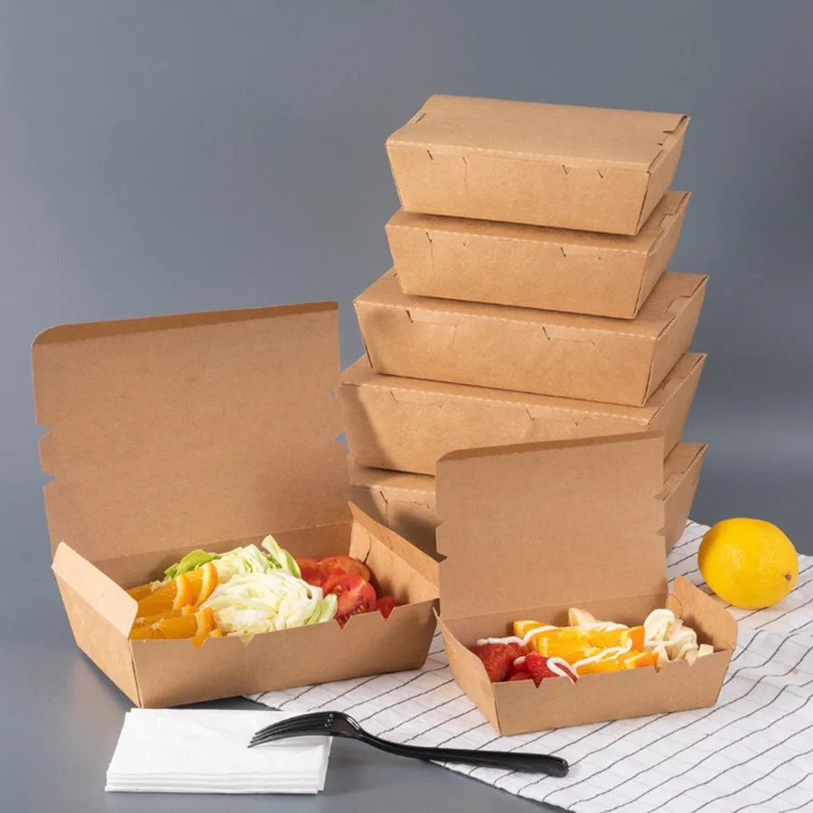Wholesale Eco Friendly Fried Chicken Sushi Fast Lunch Paper Box Chip Box Packing Box for Food with Window Fast Food Container