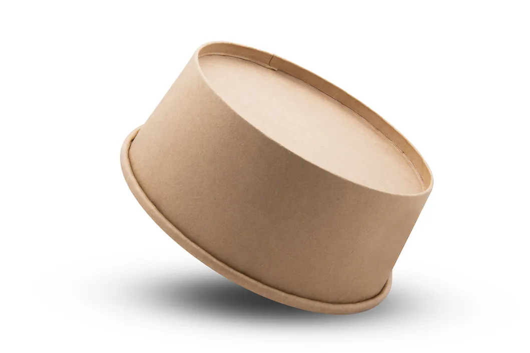 Round Brown Biodegradable Eco-Friendly Take Away Salad Fast Food Kraft Paper Packaging Bowl