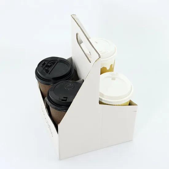 Custom Corrugated Take Away Hot Drink Coffee Tea Cup Holder Paper Cup Holder with Handle Coffee Carrier