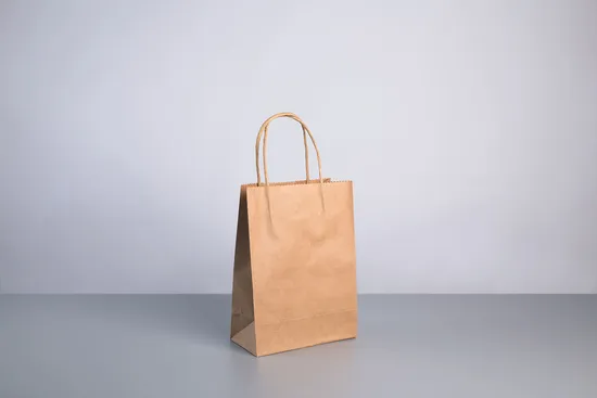Custom Printed Biodegradable Gift Shopping Bags with Handle, Packaging Brown Kraft Paper Bag