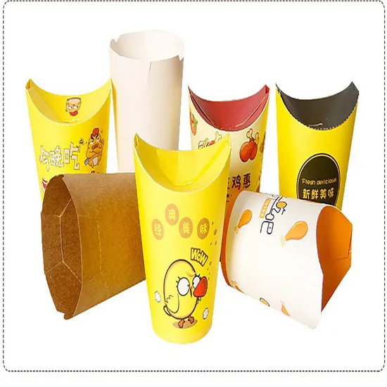 Eco-Friendly Disposable Kraft French Potato Chips Scoop Paper Cups Waffle French Fry Cups