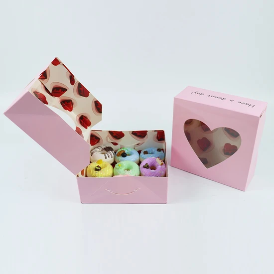 Custom Design Logo Eco Friend Food Grade Printing Foldable Cake Box Food Cookie Bread Pastry Donut Macaron Paper Packaging Box