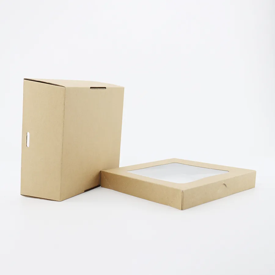 Custom Shipping Boxes Paper Gift Box Cake Food Packaging Cookie Donuts Boxes Packing Kraft Paper Square Box with Window