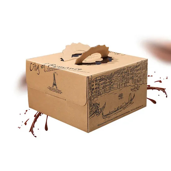 Cupcake Bread Dessert Packing Paper Gift Boxes Food Cardboard Food Package Cake Box with Handle