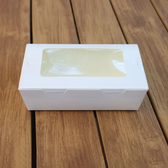Kraft Rectangular Cake Lunch Container with Clear PP/Pet Lid Paper Food Packaging Takeout Box Lunch Box