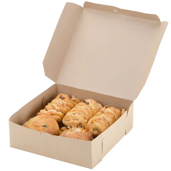 Square Disposable Portable Kraft Paper Cake Box Macaron Packaging Box with Transparent Skylight