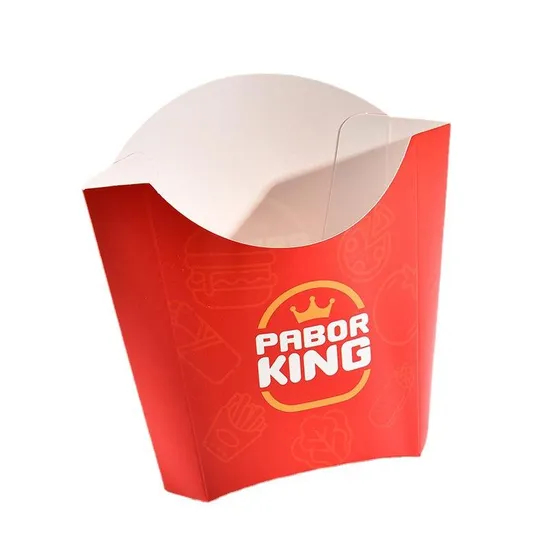 Custom Disposable French Fries Holder Packaging Fried Chicken Burger Box Takeaway Takeout to Go Fast Food Paper