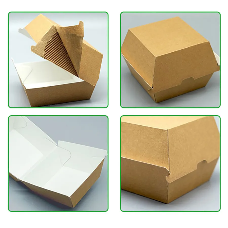 New Design Biodegradable Paper Box for Burger Kraft Paper Burger Box Personalized Burger Box
