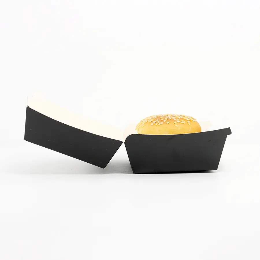 Custom Size Print Durable Food-Safe Paper Burger Packaging Boxes Recyclable Hamburger Container Box