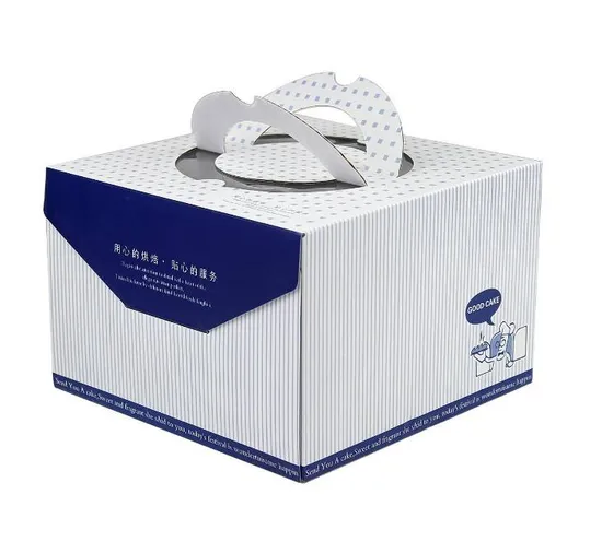 Customized Paper Cake Box with Handles Folding Cake Carrier Box with Window Bakery Boxes