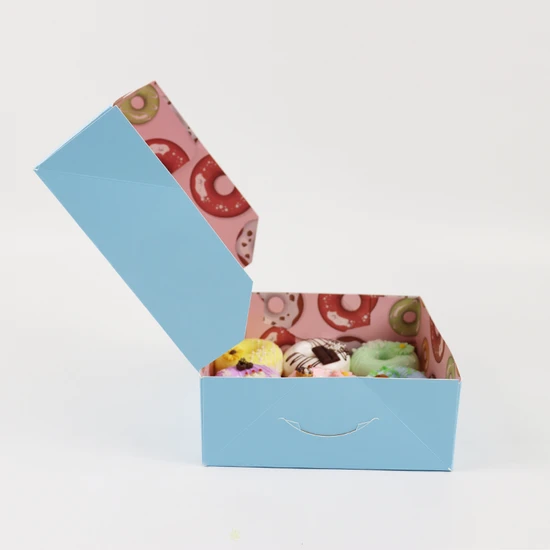 Custom Donut Dessert Paper Box White Cardboard Puff Packaging Box Bakery Sushi Cake Mochi Paper Packing Boxes