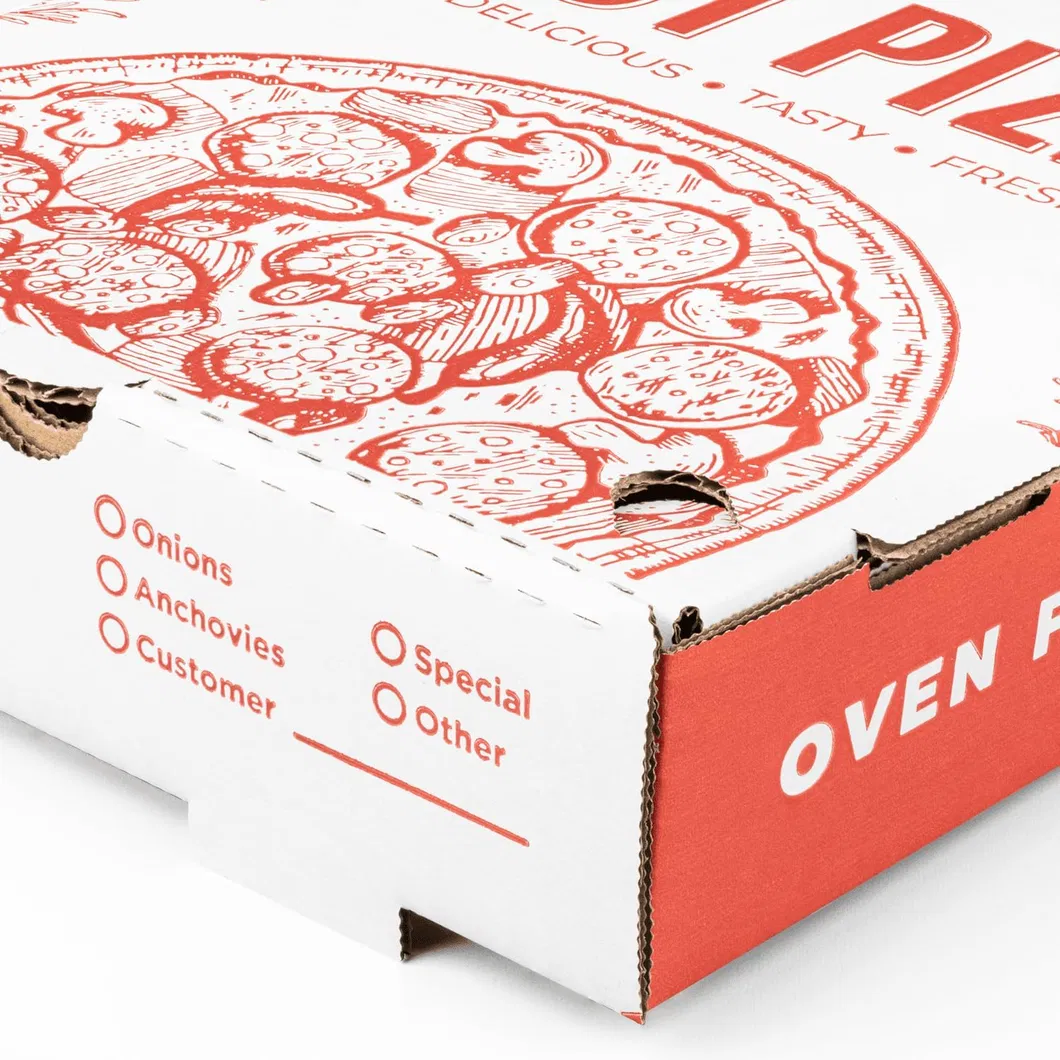 High Quality Recyclable Kraft Paper Pizza Boxes Customizable Cardboard Take-Away Boxes Food Takeout
